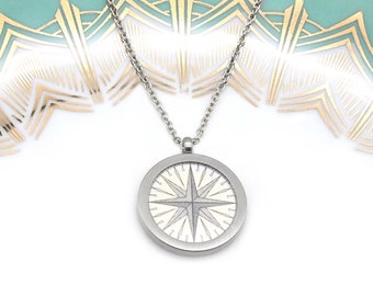 Pendant with compass rose from sea atlas //Gifts for her // Wedding // Map // Mother's Day // Valentine's Day