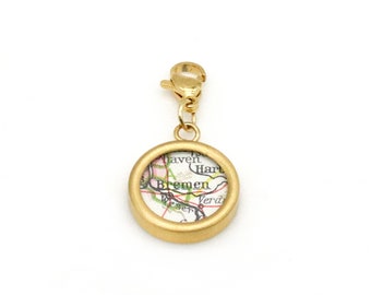 Your favourite town //  pendant with original map // wanderlust // friendship // stainless steel // individualized