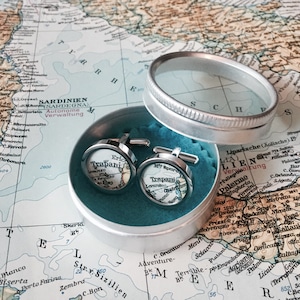 Your City Cuff links from original Vintage Maps I Gift for him I Wedding I Fathersday I personalized