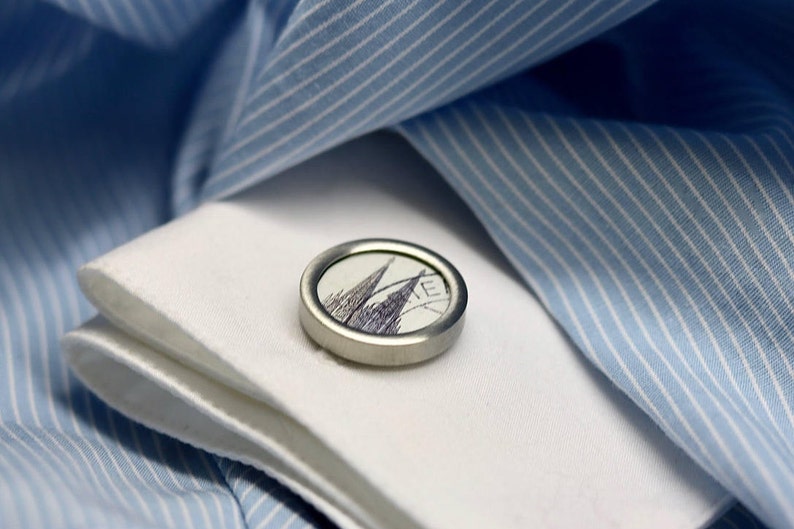 Cufflinks with postage stamps Cologne Cathedrale // wedding // groom image 1