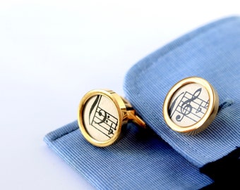 Cufflinks for musicans // clef // stainless steel golden