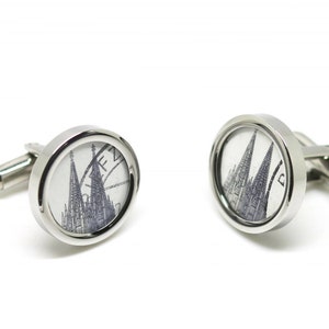 Cufflinks with postage stamps Cologne Cathedrale // wedding // groom Hochglanz/Highpolish