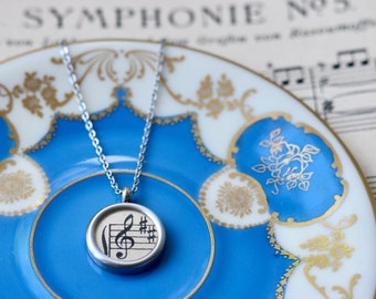 Necklace with clef // original paper // violin // gift for her // music