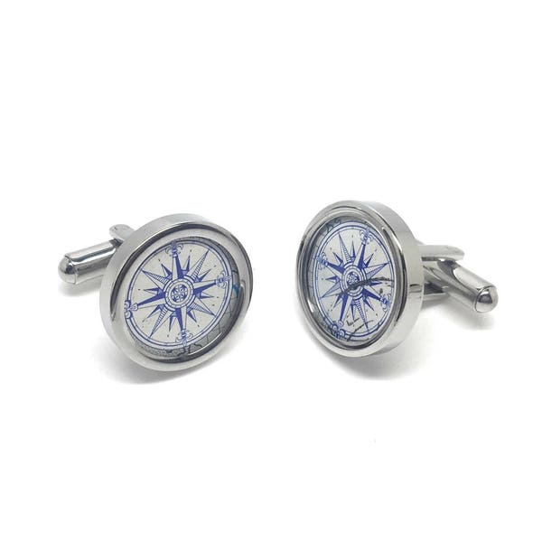 Cufflinks with original German stamps // Hamburg // windrose // compass // Limited edition