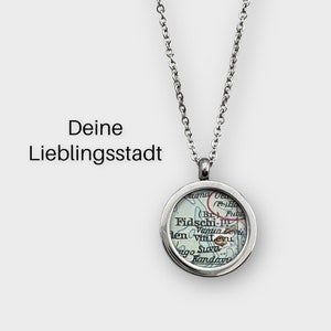 Your favourite town // necklace // pendant with original map // wanderlust // friendship // stainless steel // individualized Hochglanz