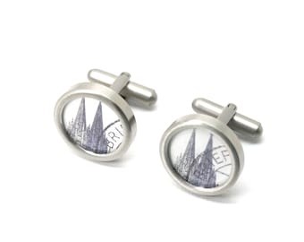 Cufflinks // Cologne Cathedrale // postagestamps // black and white // Wedding // gifts for him // fathersday