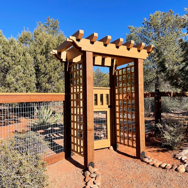 Garden bed, Pergola, and farm fence with wire mesh project