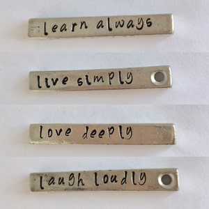 Learn Always, Live Simply, Love Deeply, Laugh Loudly Pewter Bar Necklace image 2