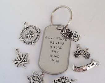 Adventure Begins Where the Road Ends Keychain