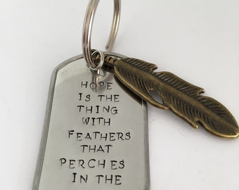Hope is the Thing With Feathers That Perches in the Soul Keychain