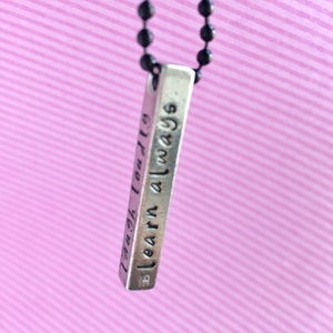 Learn Always, Live Simply, Love Deeply, Laugh Loudly Pewter Bar Necklace image 3