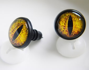 Gold/Yellow safety eyes, 12-14-16-18 mm for stuffed animals, amigurumi, crochet animals, gurumi eyes, cat eyes, glass cabochon safety eyes.