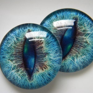 Glass eyes, blue eyes, cat eyes, animal eyes, blue cat eyes, sculpture eyes, teal cat eyes, taxidermy eyes. One Pair - Choose size from menu