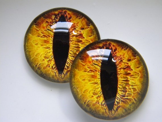 Glass Eyes, Gold Eyes, Dragon Eyes, Creature Eyes, Gold Cat Eyes, Golden  Eyes for Sculptures, Crafts, Etc. One Pair-choose Size From Menu. 