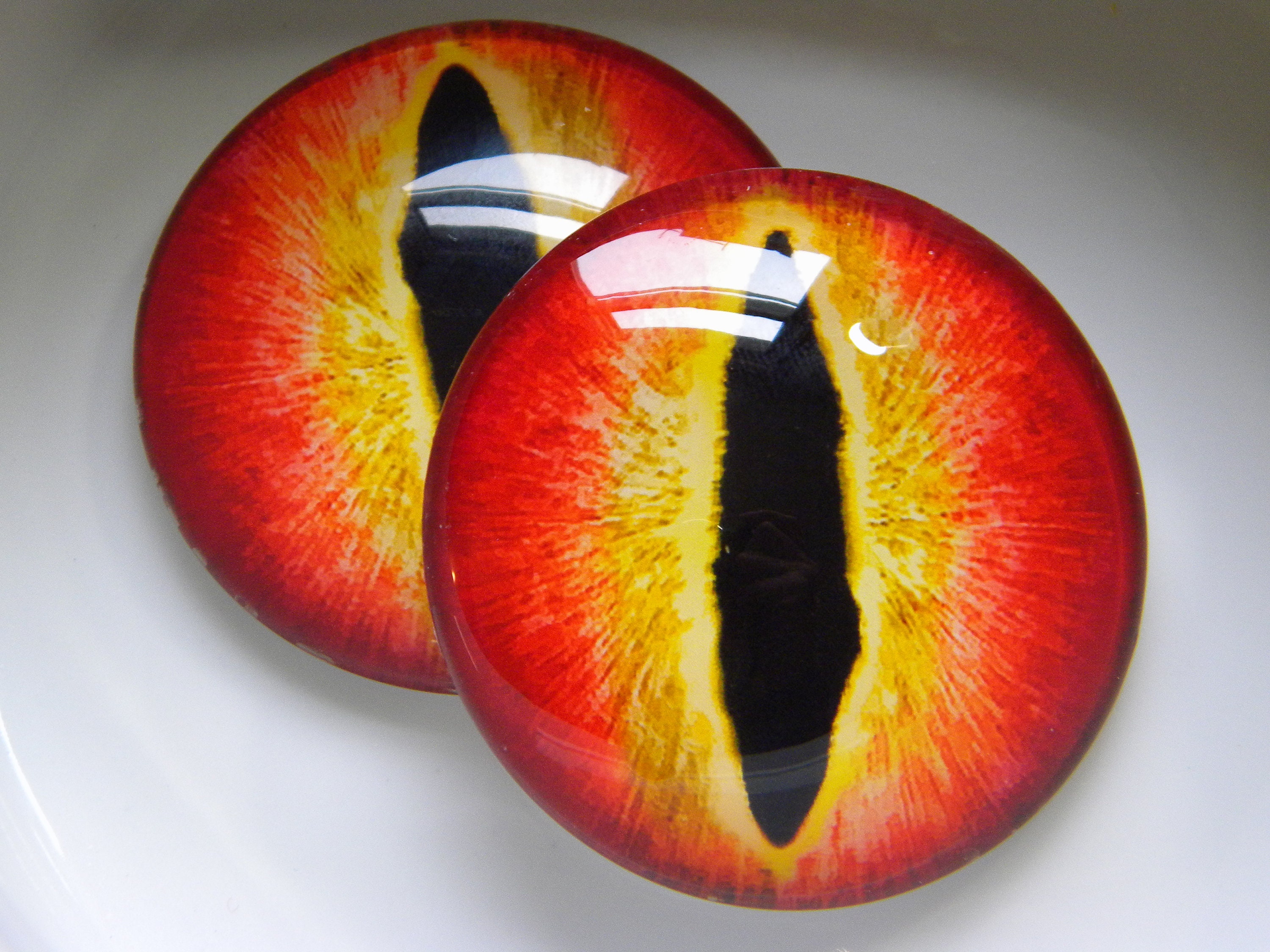 50mm Red Dragon Glass Eyes - Large 2 Inch Fantasy Eyes – Handmade Glass Eyes