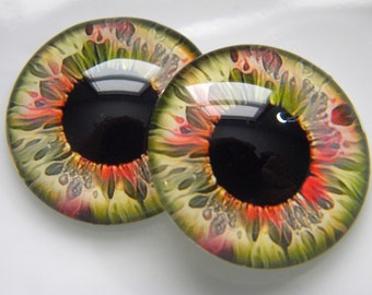 Glass eyes, Fantasy Eyes, glass doll eyes, Doll Eyes, Bright colored eyes, colorful eyes, craft eyes.  One Pair-Choose size from menu.