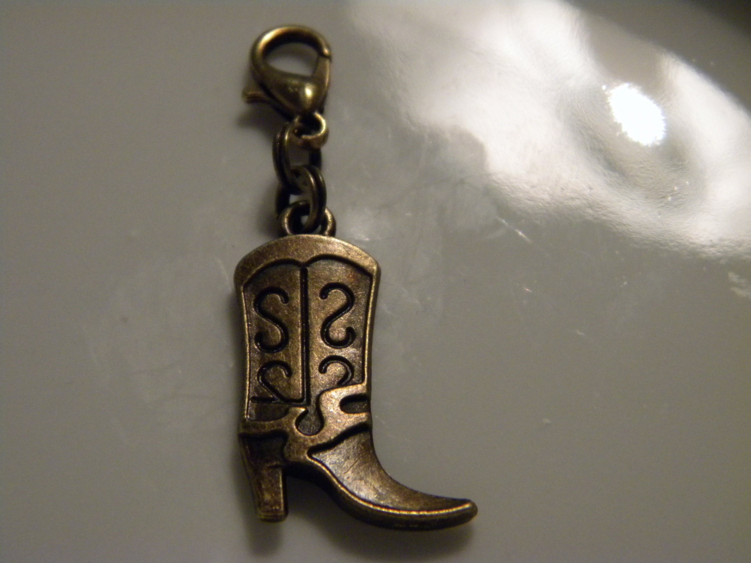 Western Boot Zipper Pull Clip on Charm Purse Charm or for Etsy