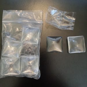10 (ten) clear 30mm SQUARE Glass Cabochons - Domed on top, Flat on Back. Glass Domes. Perfect for Pendant Tray Jewelry Crafts.