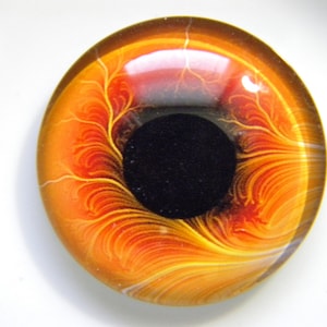 Glass eyes, monster eyes, orange yellow monster eyes, zombie eyes, orange yellow zombie eyes, cabochon eyes.  Choose size from menu.