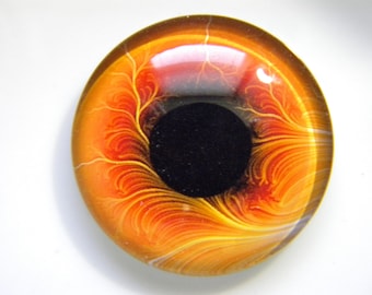 Glass eyes, monster eyes, orange yellow monster eyes, zombie eyes, orange yellow zombie eyes, cabochon eyes.  Choose size from menu.