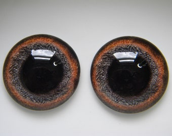 Glass Eyes, dog eyes, dark brown dog eyes, glass dog eyes, doll eyes, large pupil brown eyes, sculpture eyes.One Pair-Choose size from menu
