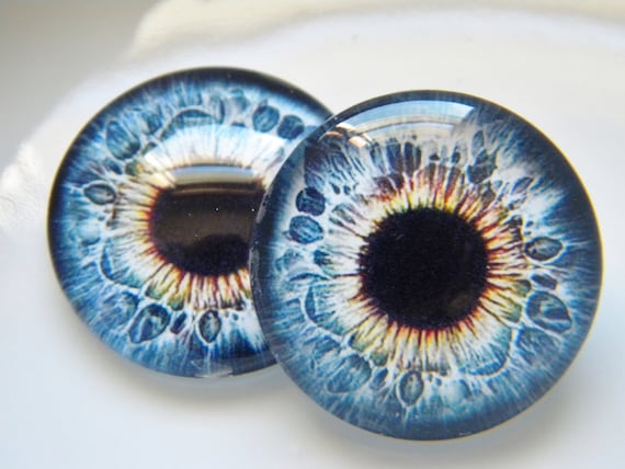 12mm Yellow Owl Glass Eyes - Set Of 2 Doll Irises For Polymer Clay & Taxidermy