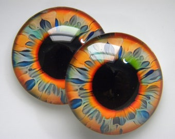Glass eyes, Fantasy Eyes, glass doll eyes, Doll Eyes, Bright colored eyes, colorful eyes, craft eyes.  One Pair-Choose size from menu.