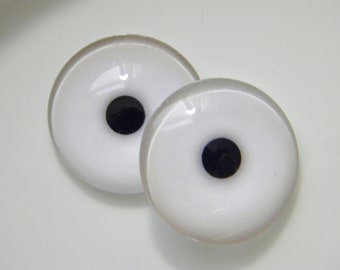 Glass eyes, monster eyes with small pupils, white monster eyes, white zombie eyes, cabochon eyes, white eyes.  Choose size from menu.