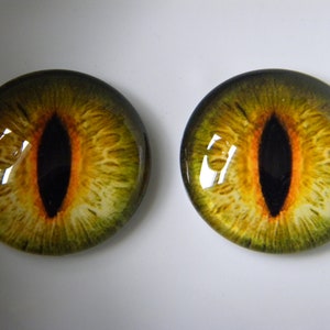 Ojos de cristal, ojos verdes, ojos de gato, ojos de reptil, ojos de gato verde, ojos realistas, ojos de rana, ojos de taxidermia. Solo tamaño de 25 mm. imagen 5