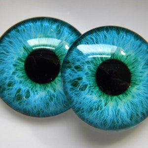 Occhi di vetro, occhi cabochon, occhi verde acqua, occhi umani, occhi di bambola, occhi di bambola blu verde acqua, occhi di scultura, occhi artigianali. 1 paio: scegli la taglia dal menu.