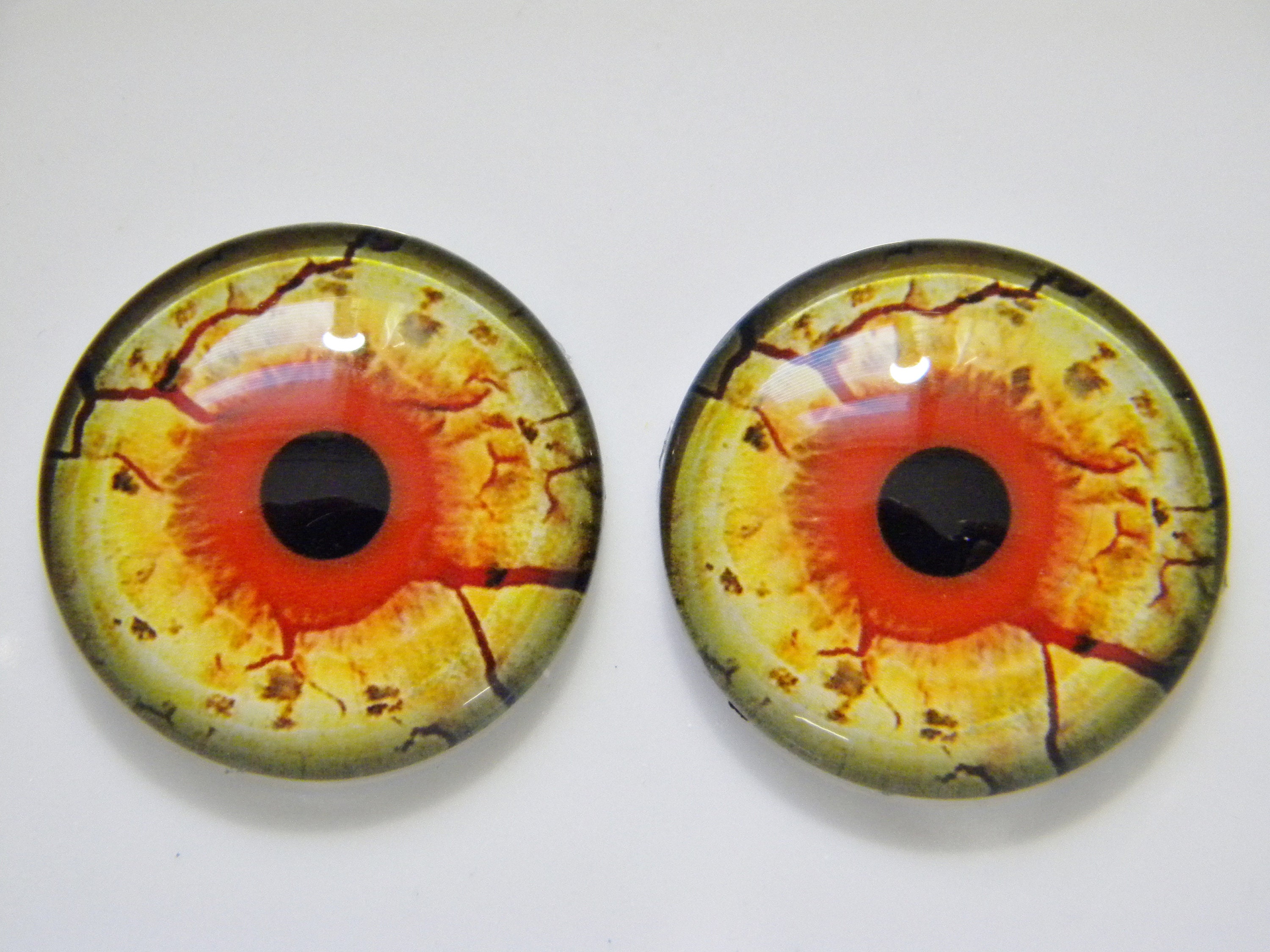 Nightmare Clown Yellow and Orange Glass Doll Eyes – Handmade Glass Eyes