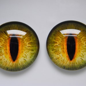 Ojos de cristal, ojos verdes, ojos de gato, ojos de reptil, ojos de gato verde, ojos realistas, ojos de rana, ojos de taxidermia. Solo tamaño de 25 mm. imagen 2