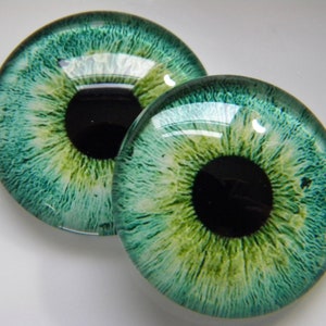 Glass Eyes, cabochon eyes, green eyes, human eyes, doll eyes, green doll eyes, sculpture eyes, craft eyes.  One Pair-Choose size from menu.