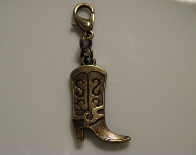 Western Boot Zipper Pull, Clip on Charm, Purse Charm or for Backpack