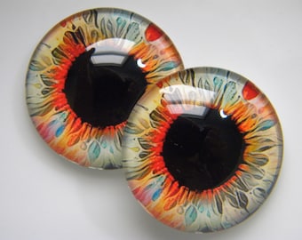 Glass eyes, Fantasy Eyes, glass doll eyes, Doll Eyes, Bright colored eyes, colorful eyes, craft eyes.  One Pair-Choose size from menu.
