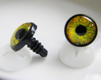 Yellow safety eyes, 12-14-16-18-20 mm for stuffed animals, amigurumi, crochet animals, gurumi eyes, bird eyes, glass cabochon safety eyes.