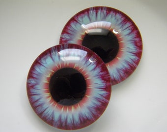 Yeux de verre, yeux de clown, yeux de poupée rouges et bleus, yeux de poupée, yeux de cabochon, yeux d'artisan, yeux pour les sculptures. Une paire - Choisissez la taille dans le menu.
