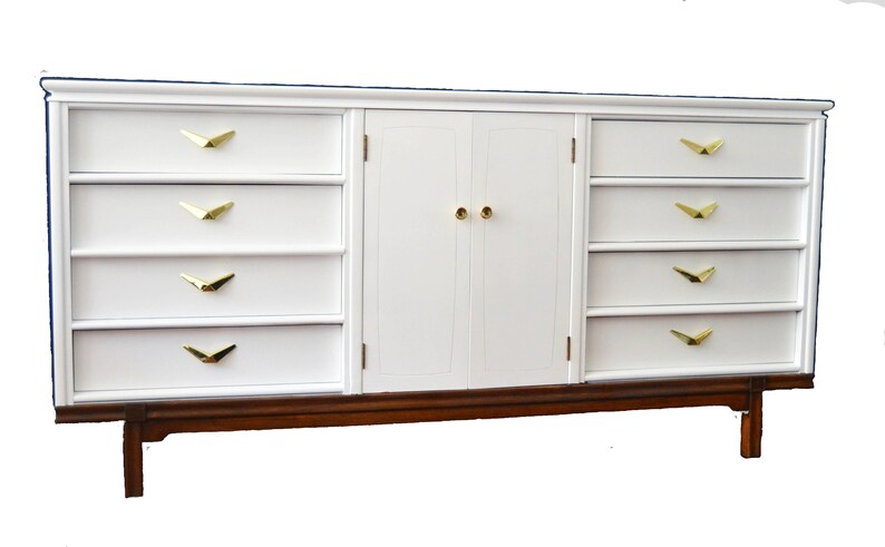 Sold Mid Century White Dresser Refinished Etsy