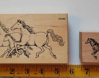 A Pair of Rubber Stamps Featuring Running Horses