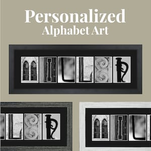 Alphabet Letter Art Last Name Photography Framed - Wedding Gift, Anniversary Gift, Last Name Sign, Personalized Wedding Gift,Family Name Mat
