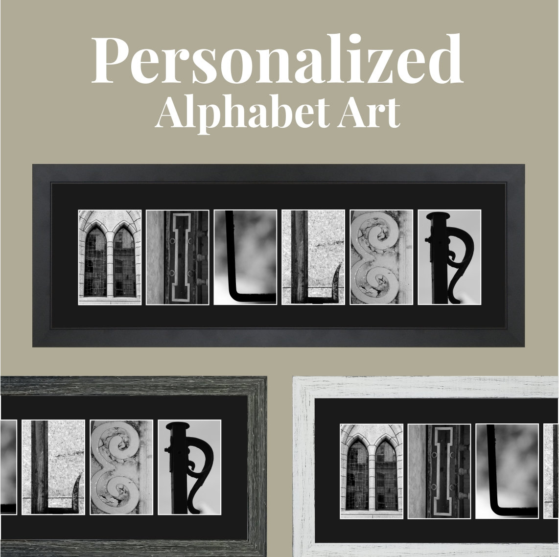 Alphabet Letter Art Last Name Photography Framed - Wedding Gift, Anniversary Gift, Last Name Sign, Personalized Wedding Gift,Family Name Mat