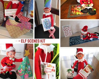 KIT DE 24 DÍAS - Kit de accesorios de elfo navideño - 24 escenas, todas las piezas incluidas - ¡Travesuras de elfo para hasta 5 niños en el hogar!