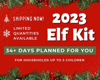 2023 ALL NEW Christmas Elf Props Kit - 34+ Scenes, all pieces included - Elf Shenanigans for up to 5 Children in household, plus a BABY elf!