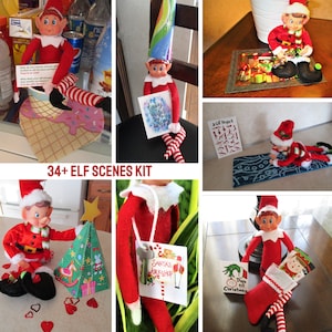 34 DAY KIT - Christmas Elf Props Kit - 34+ Scenes, all pieces included - Elf Shenanigans for up to 5 Children in household, plus a BABY elf!