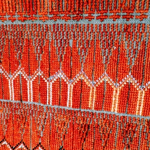 Palestinian Embroidery Dress Fragment Antique Mounted