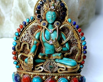 Newari Arbeit Nepal Amulett Anhänger Gao Gau Box Vintage Silber Vergoldet