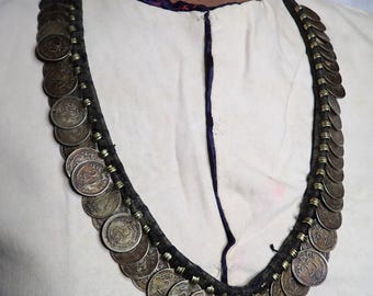 Nepal India Coin Necklace with Indian Coins Vintage circa 1970s