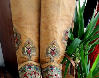 Embroidered Boots Gold Thread Silk Embroidery Central Asia Antique Rare