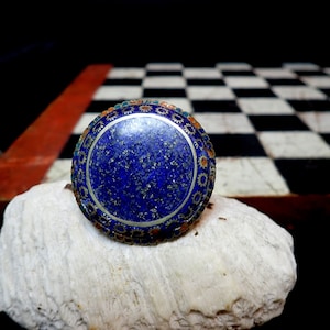 Multan Enamel Lapis Sindh Silver Ring Pakistan Antique Large Tribal Ring