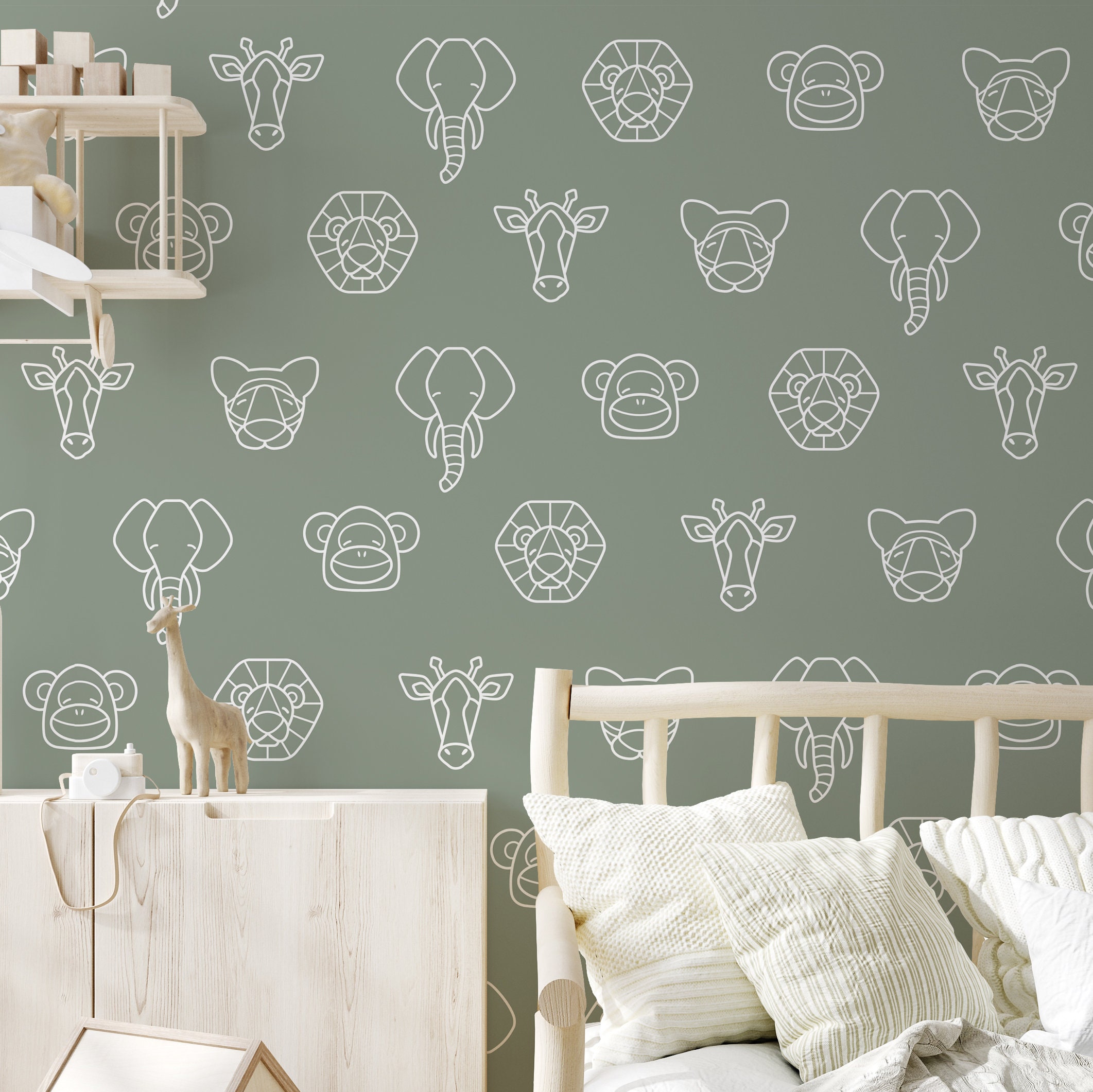Jungle Wall Stickers Geometric Jungle Animals Jungle Etsy